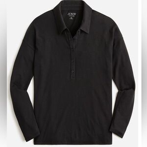 J. Crew Relaxed Black Collared Polo Shirt